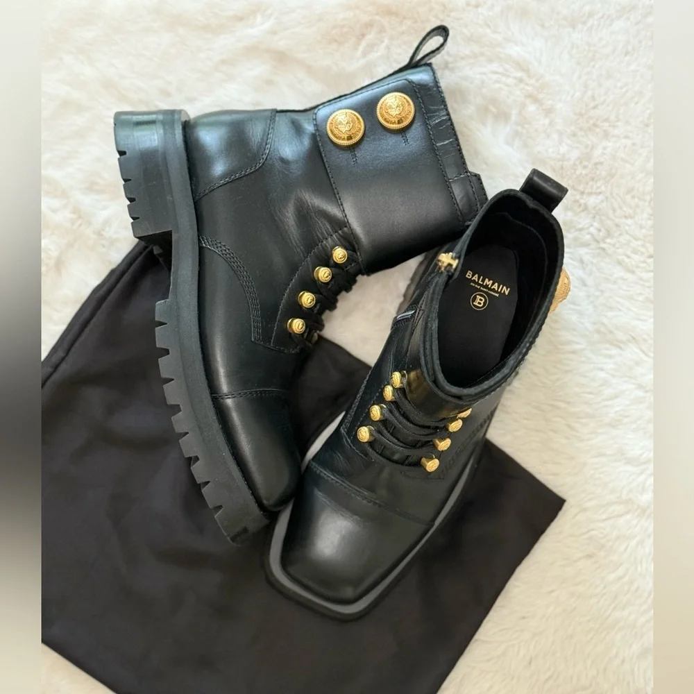 *SOLD somewhere else* BALMAIN RANGER BOOT ARMY CALFSKIN - Picture 1 of 9